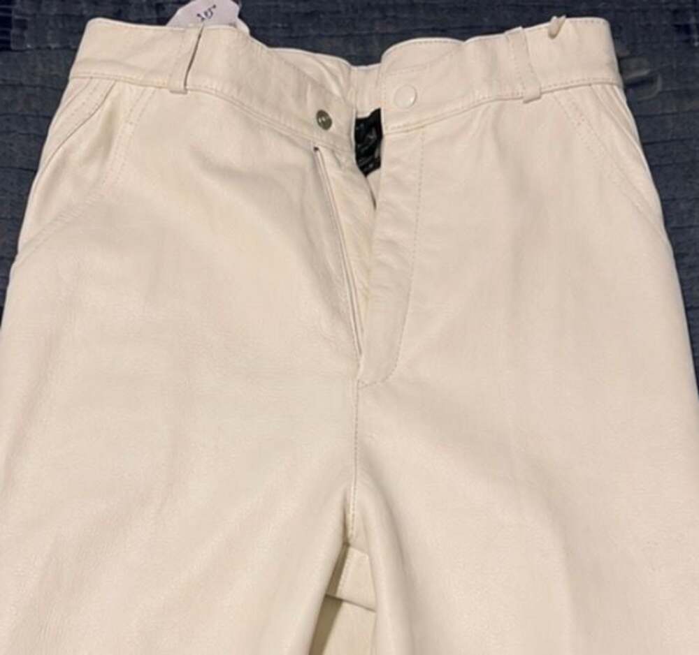 Suzelle Vintage Off-White 100% Leather Pants Size 12 - Picture 3 of 11